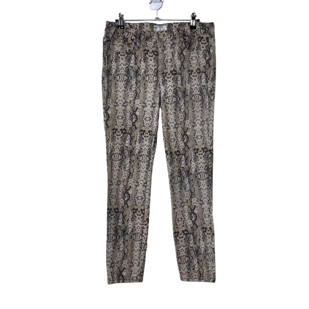 Free People Snake Print Skinny Ankle Pants Taupe Womens Size 29 Waist